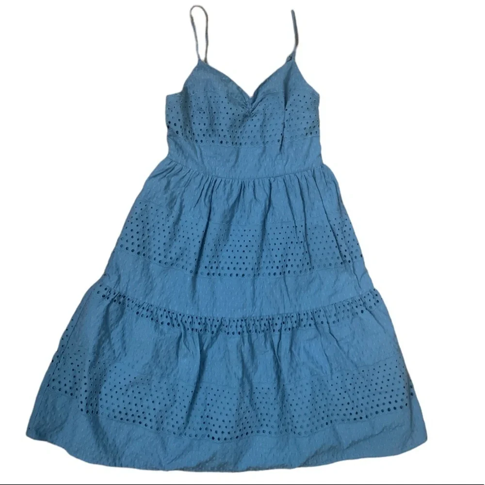 ModCloth Dusty Blue Straps Midi Cotton Sun Dress - Picture 2 of 6